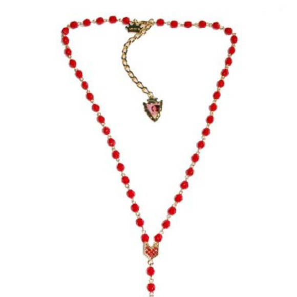 DISNEY COUTURE POCAHONTAS ROSARY RED BEAD/RED SWAROVSKI CRYSTAL NECKLACE**NEW! - Picture 4 of 5